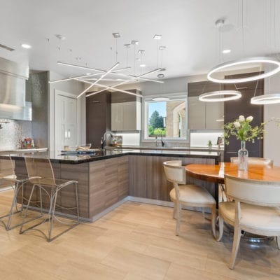 European design creates a modern feel in this Texas house's kitchen.